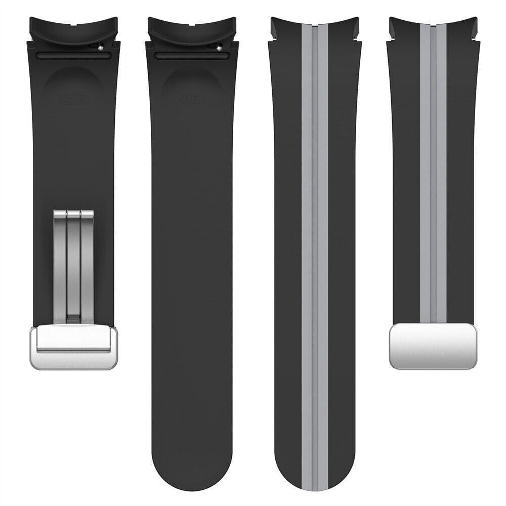 Silicone Magnetic Sport Strap, laid flat, separate parts, top and underside view
