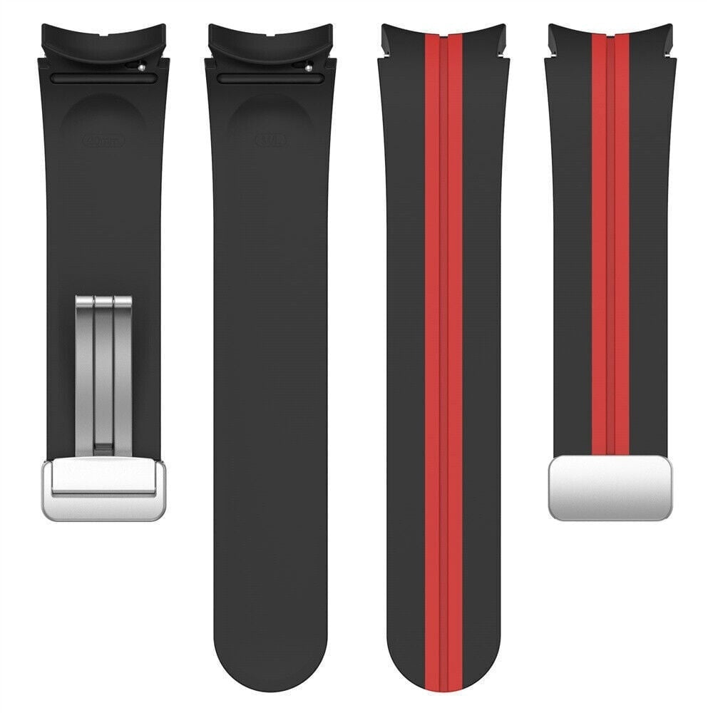 Silicone Magnetic Sport Strap, laid flat, separate parts, top and underside view
