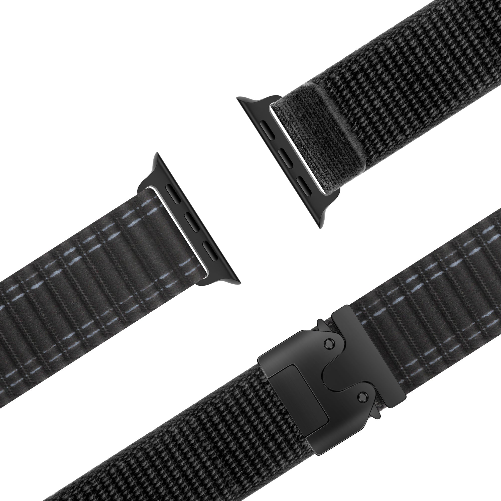 Bandz Apple Watch Ultra Nylonarmband 'Deluxe' mit P-Schnalle (Schwarz)