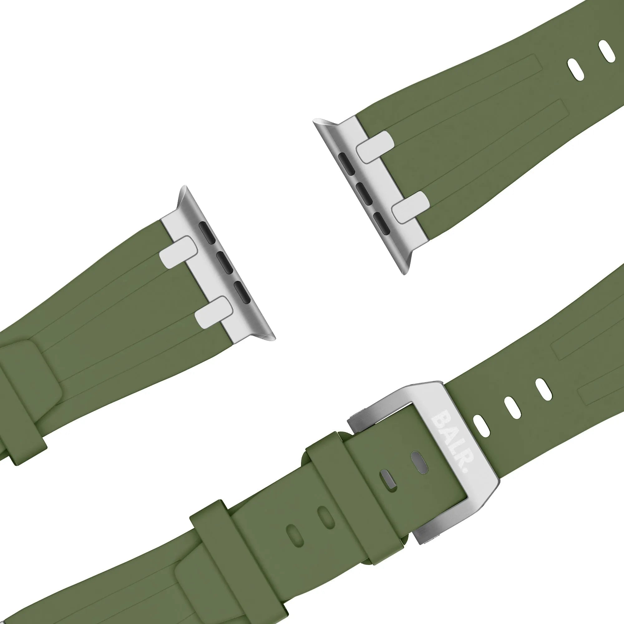 BALR. Apple Watch Ultra Liquid Silicone Strap (Green/Silver)