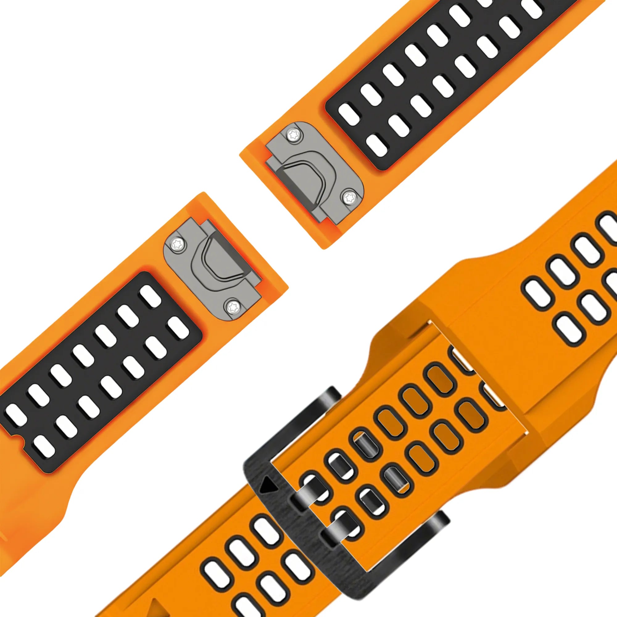 Bandz Garmin Fenix 8 - 51mm Buckled Sport Strap (Orange/Black)