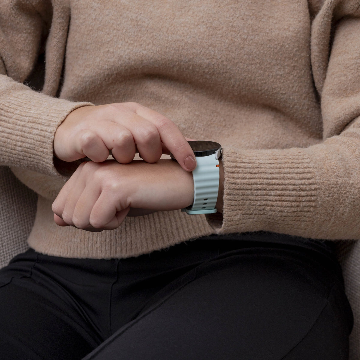 Wave Silicone Strap, light green, lifestyle photo