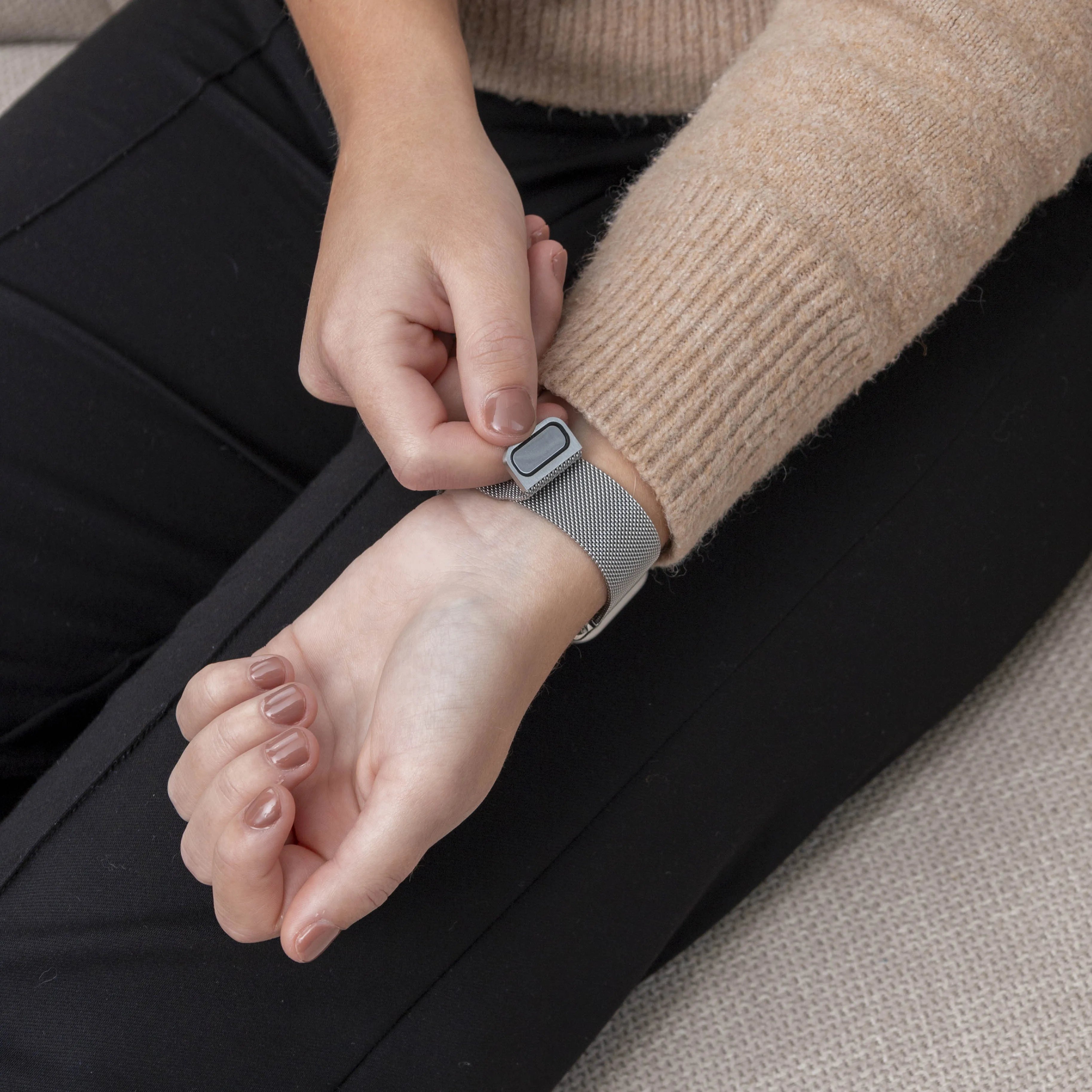 Milanese Strap, silver, lifestyle photo