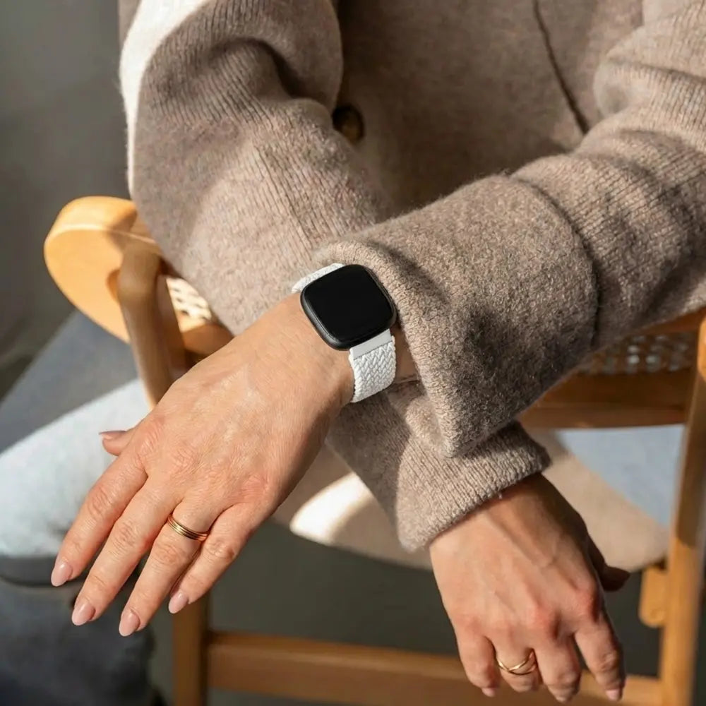 Fitbit Sense gewebtes Nylonarmband (Weiss)