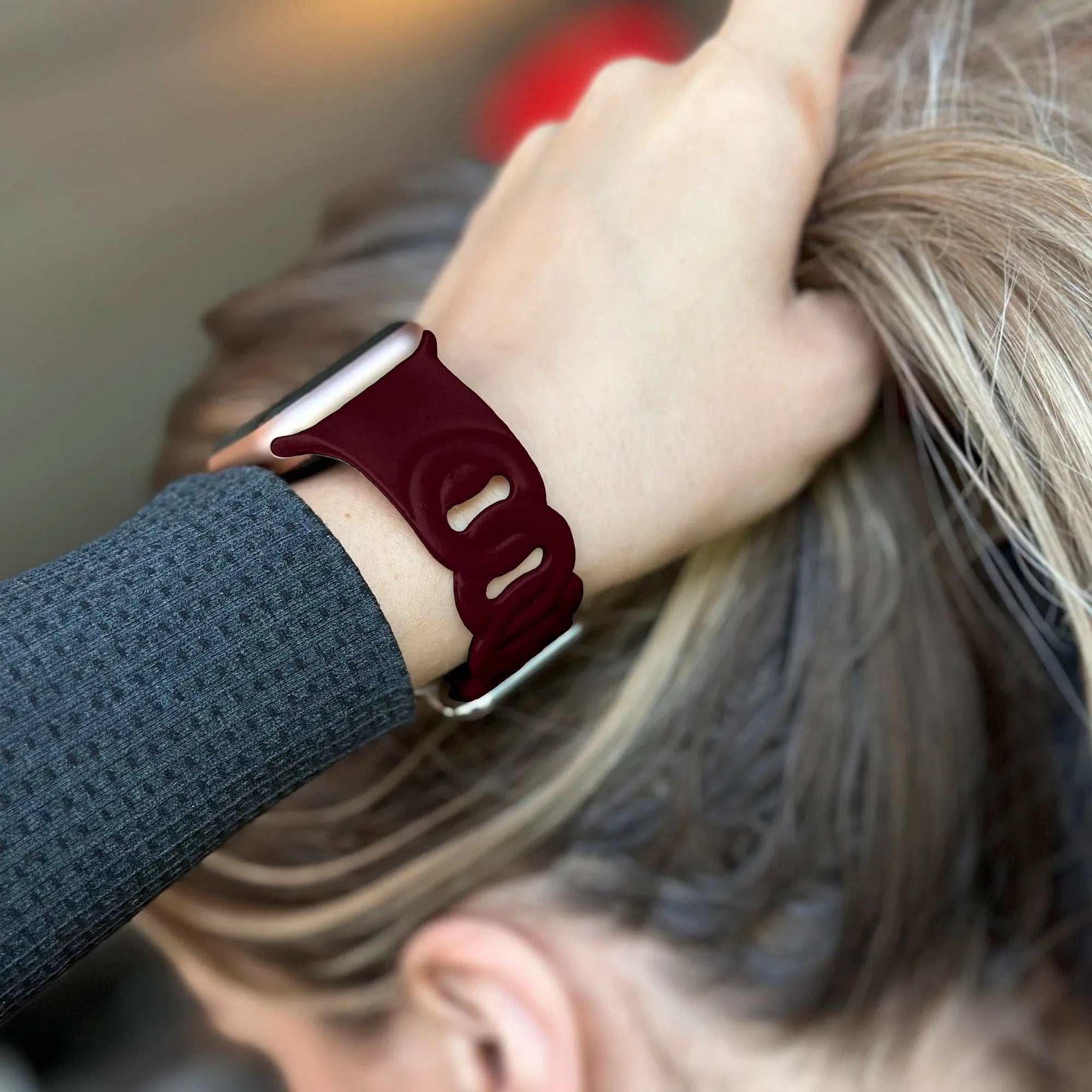 Apple Watch Silikon Kettenarmband (Weinrot)