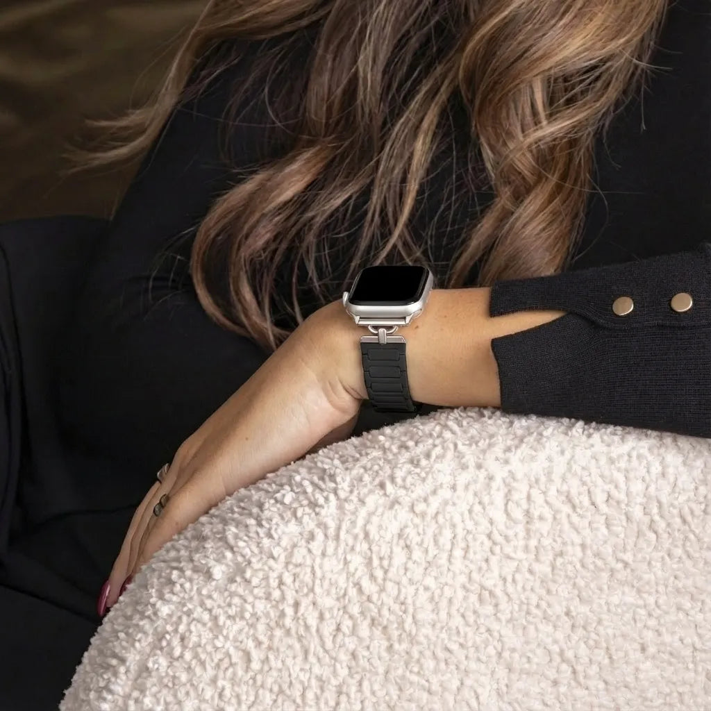 Bandz Apple Watch Magnetisches Silikonarmband 'Slim' (Schwarz)