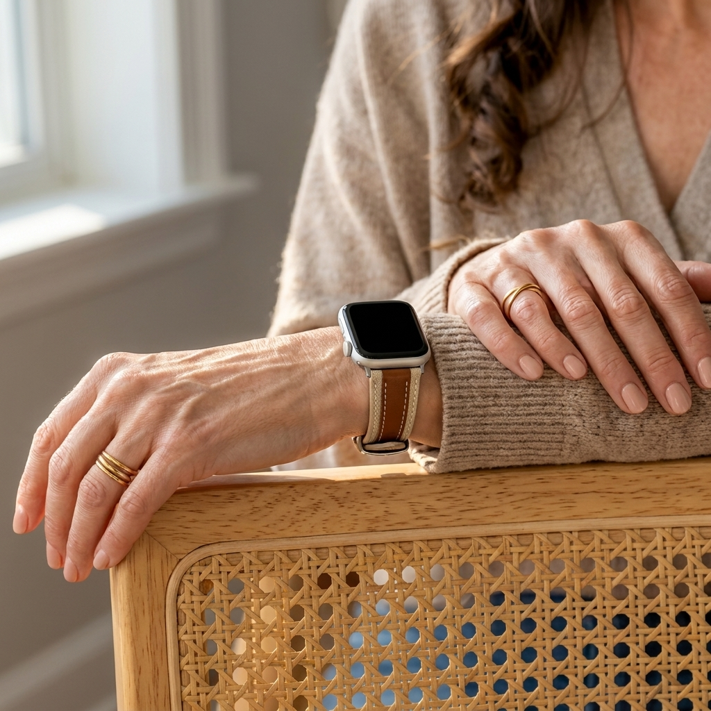 Apple Watch Slim Hybrid Lederarmband (Beige/Braun)