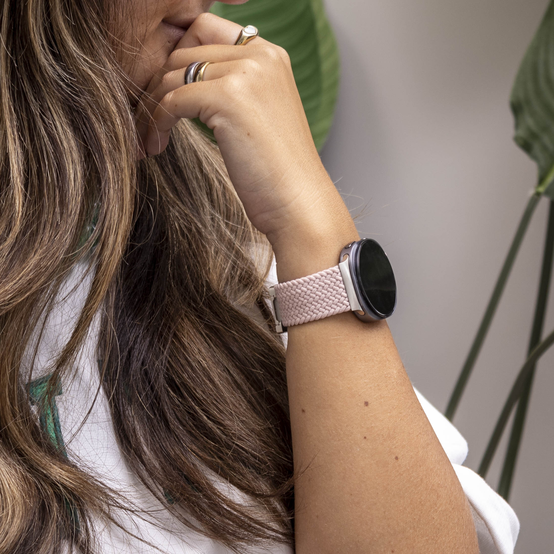 Samsung Galaxy Watch 8 - 44mm Geflochtenes Armband mit P-Schnalle (Rosa)