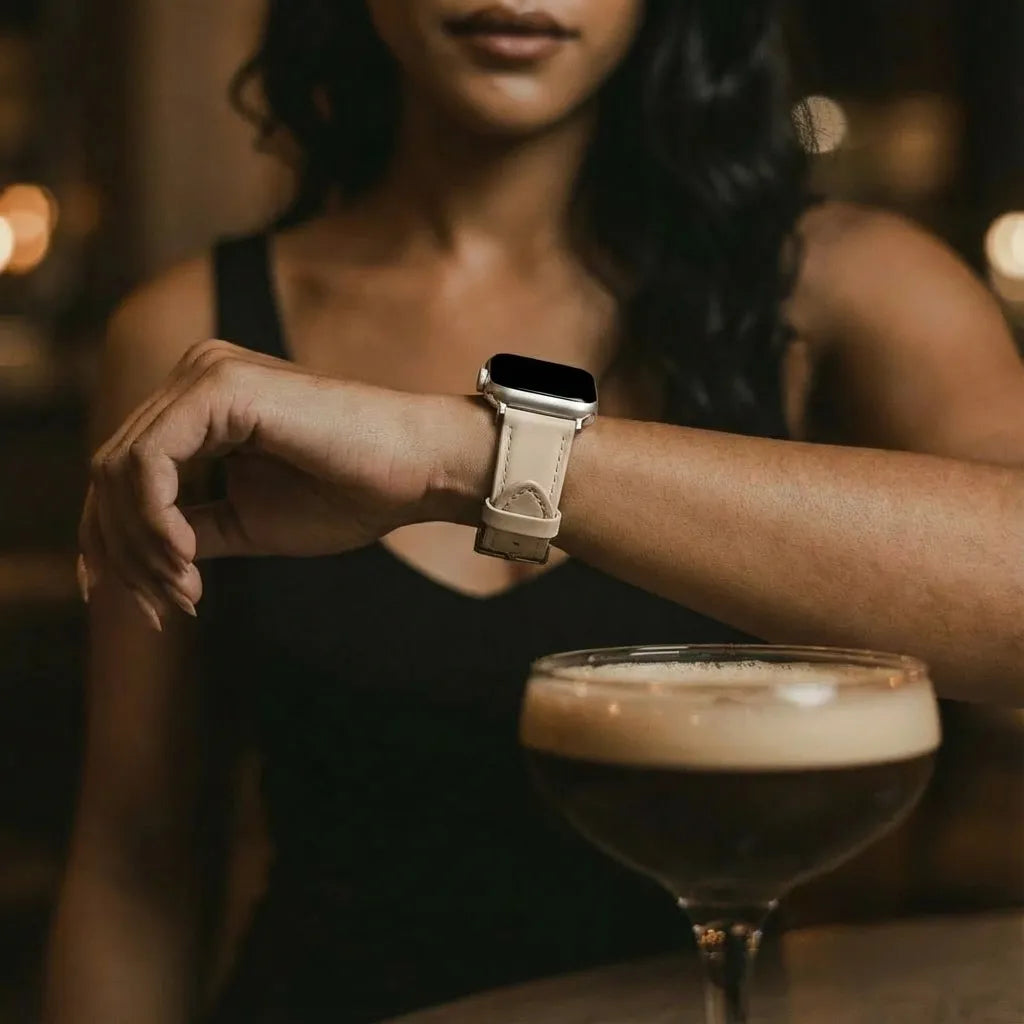 Apple Watch Slimfit Lederarmband (Milk Tea)
