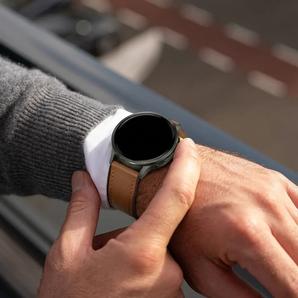 Bandz Garmin Vivomove Luxe Lederarmband 'Deluxe' (Braun)