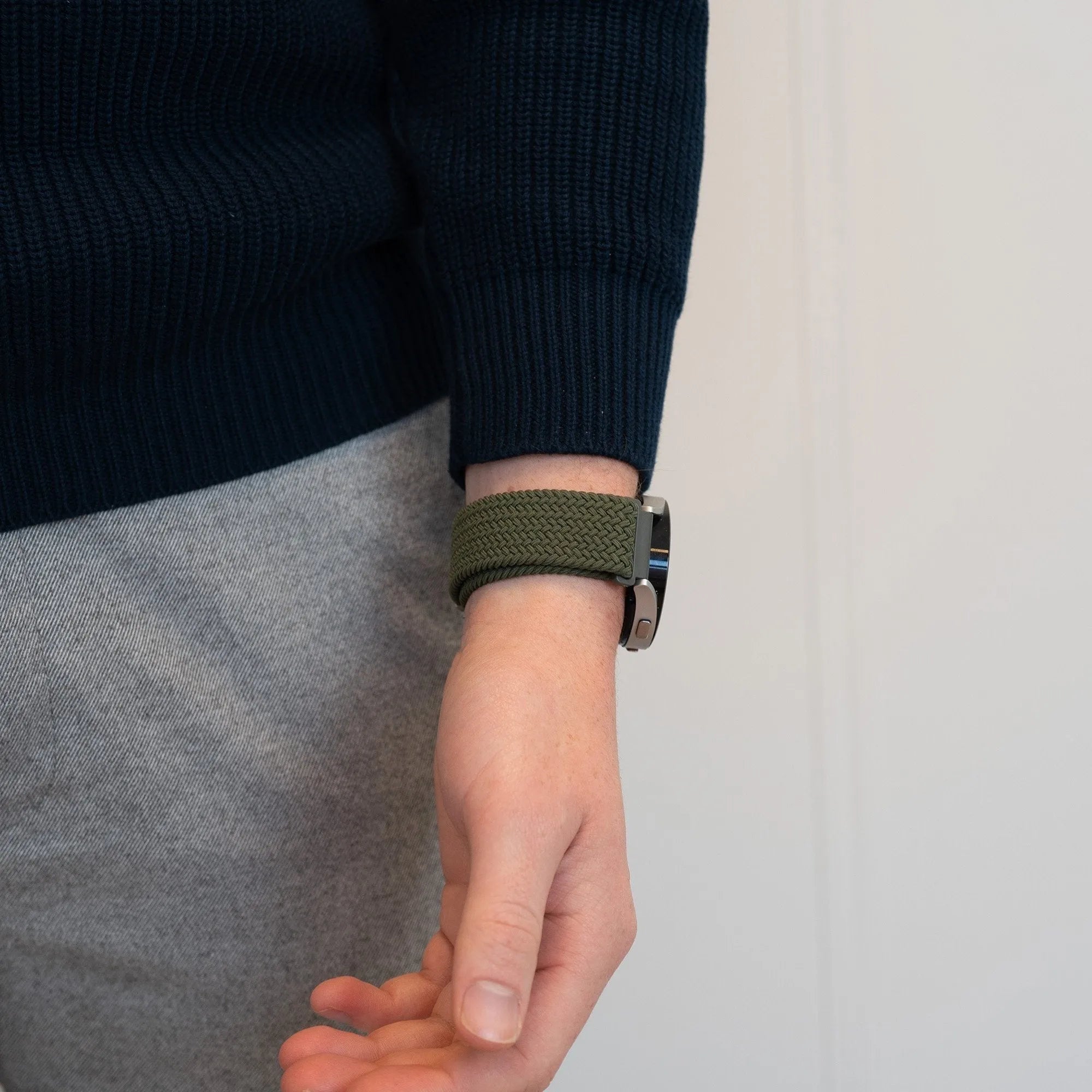 Bandz Oppo Watch X2 geflochtenes Nylonarmband (OliveGrün)