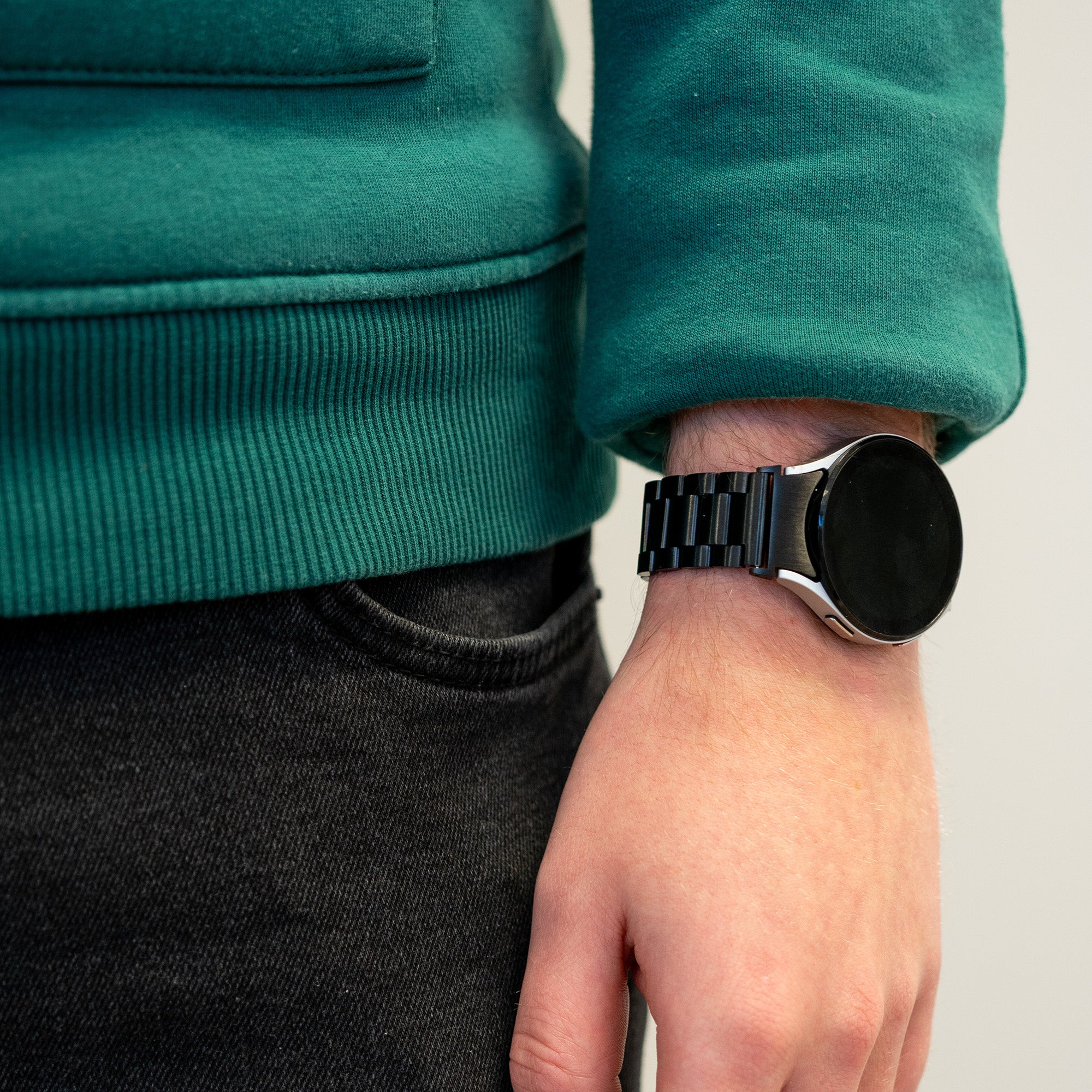 Bandz Samsung Galaxy Watch 6 - 44mm klassisches Stahlarmband (Schwarz)
