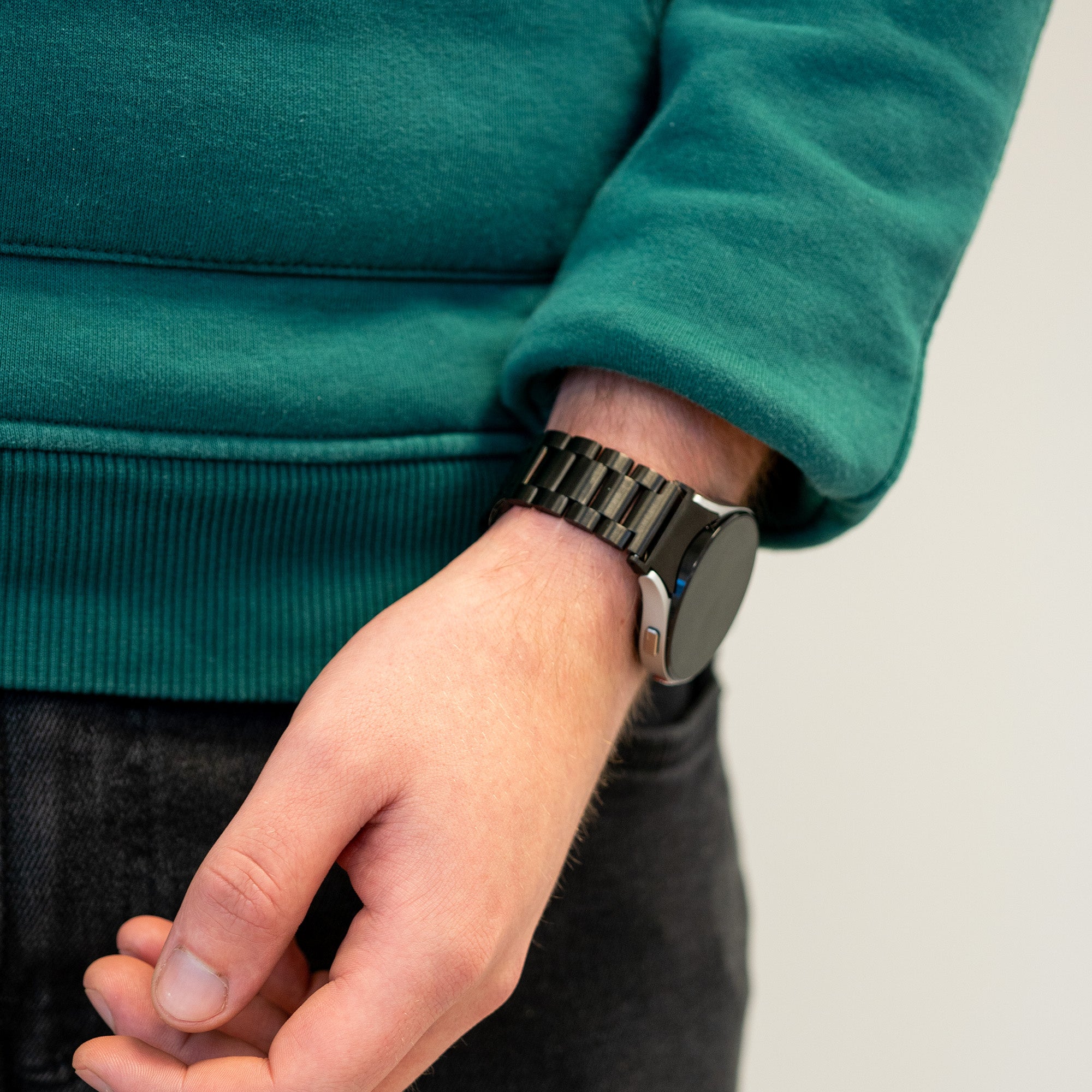 Bandz Samsung Galaxy Watch 5 - 44mm klassisches Stahlarmband (Schwarz)