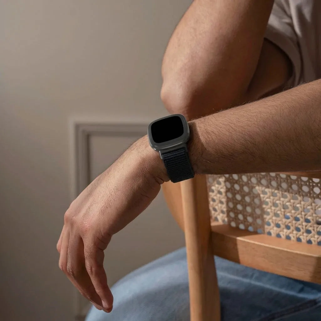Fitbit Versa 4 Nylonarmband (Schwarz)
