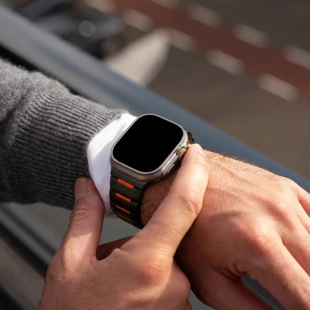 Apple Watch Ultra Stahl-Hybridarmband (Schwarz/Orange)