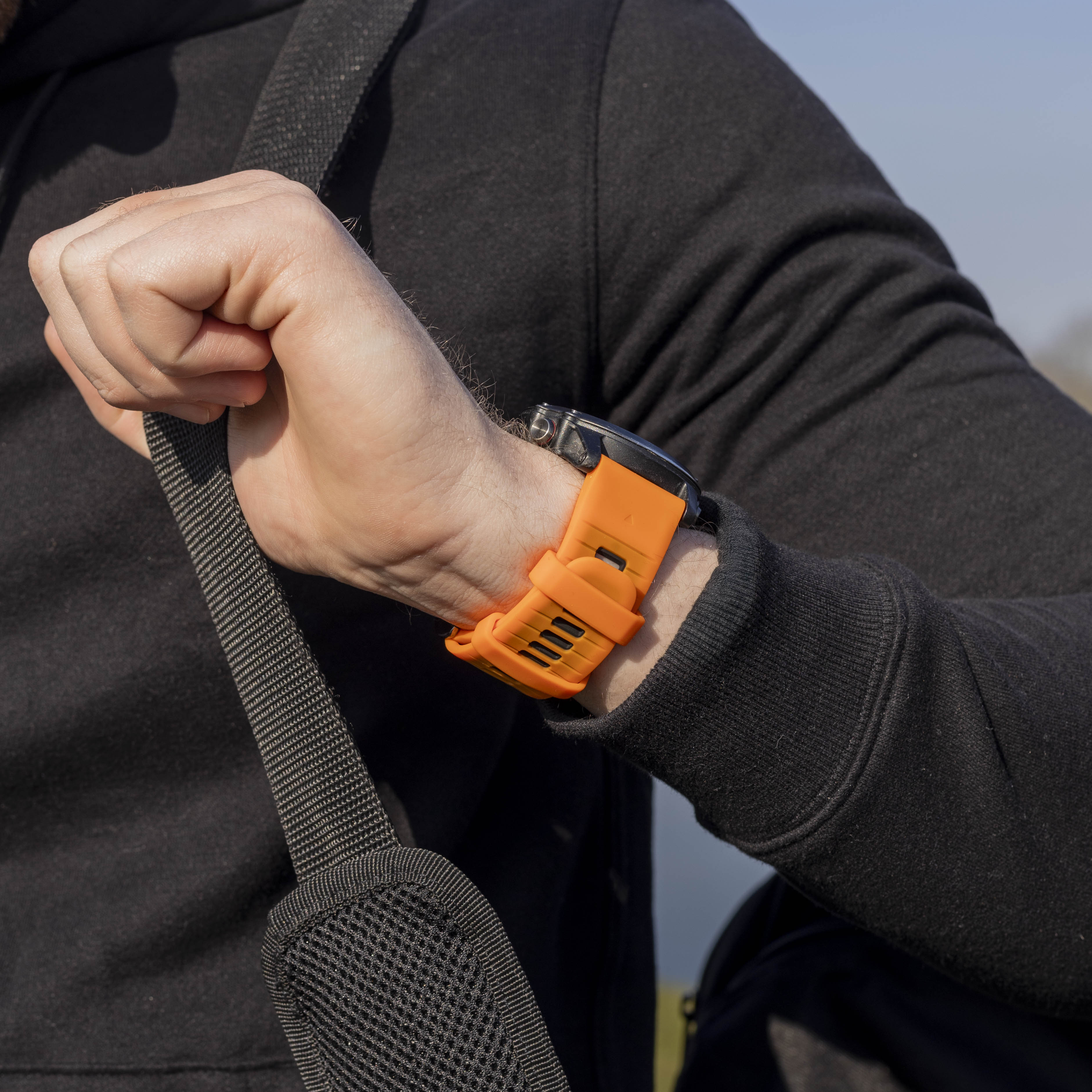 Garmin Quatix 3 / 6x / 7x Solar Sport Buckle Strap (Orange/Black)