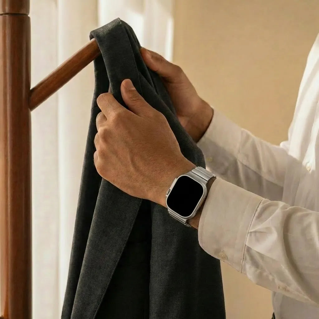 Bandz Apple Watch Titanarmband 'Hybrid' (Silber)