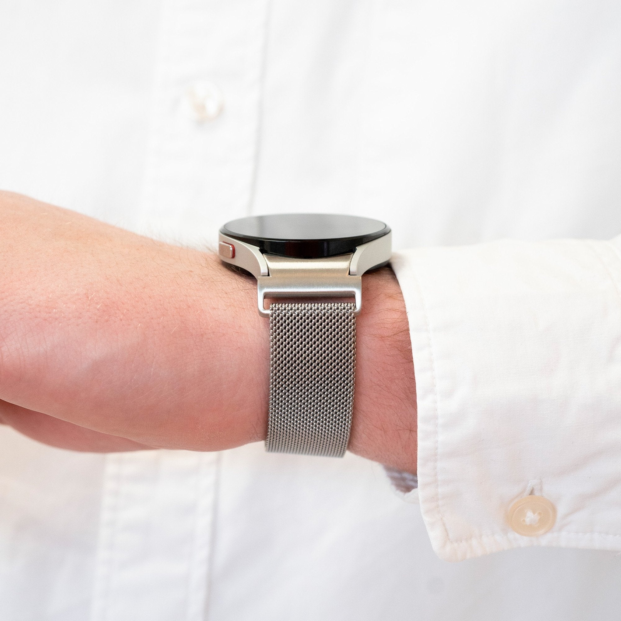 Milanese Strap 'One Push', silver, lifestyle photo