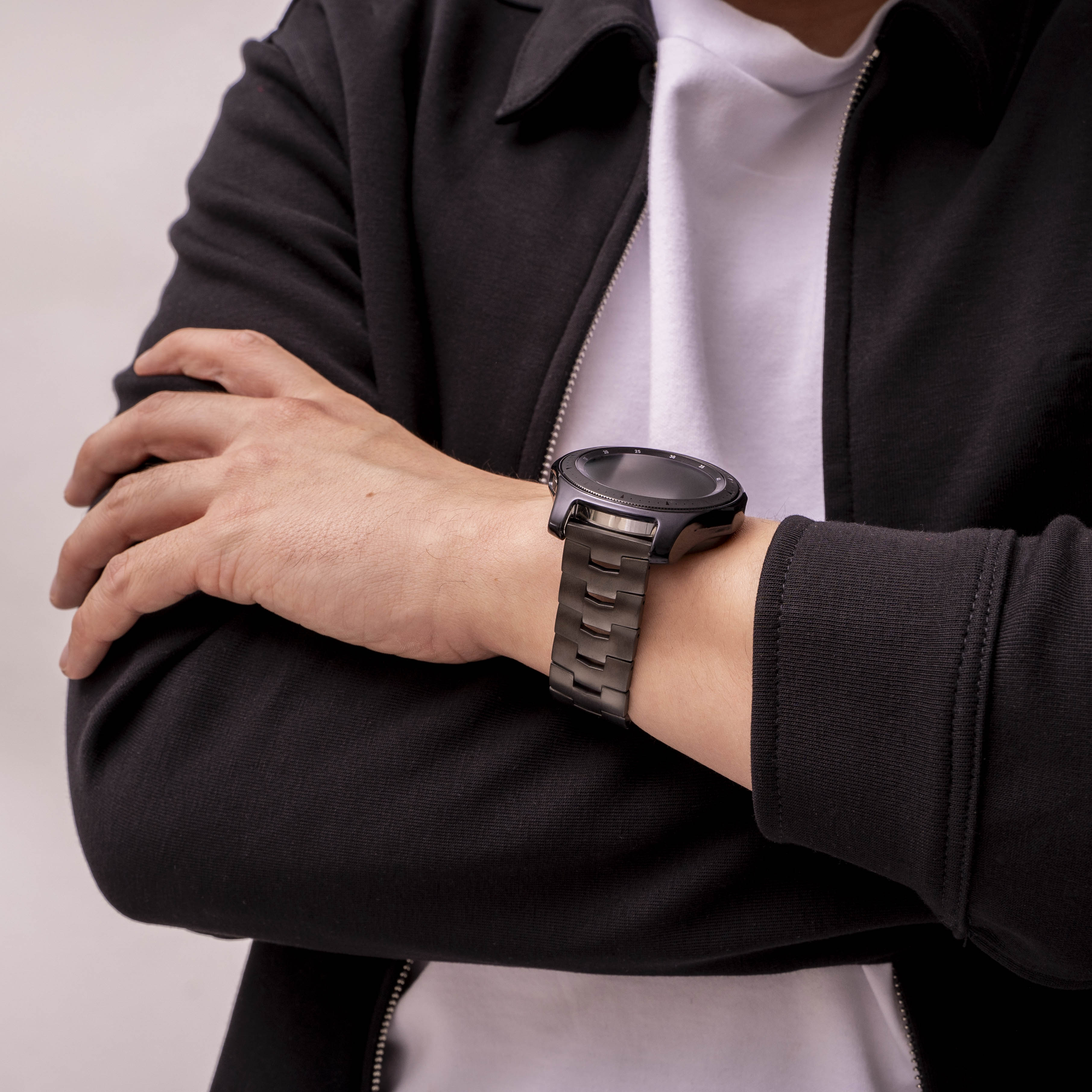 Samsung Galaxy Watch 46mm Titan 'Grain' Armband (flacher Verschluss) (Graphit)