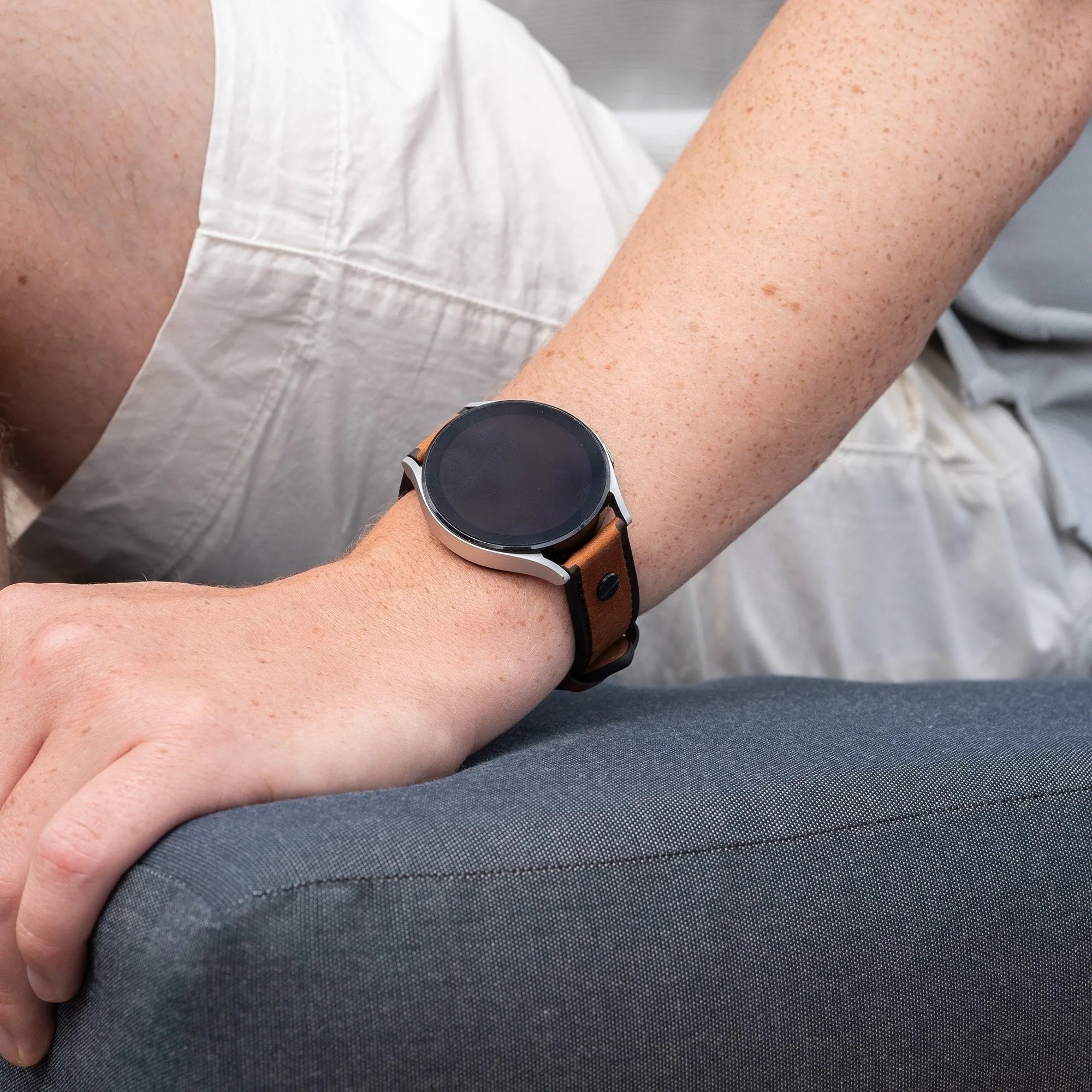 Oppo Watch X2 Lederarmband mit Schraube (Schwarz)