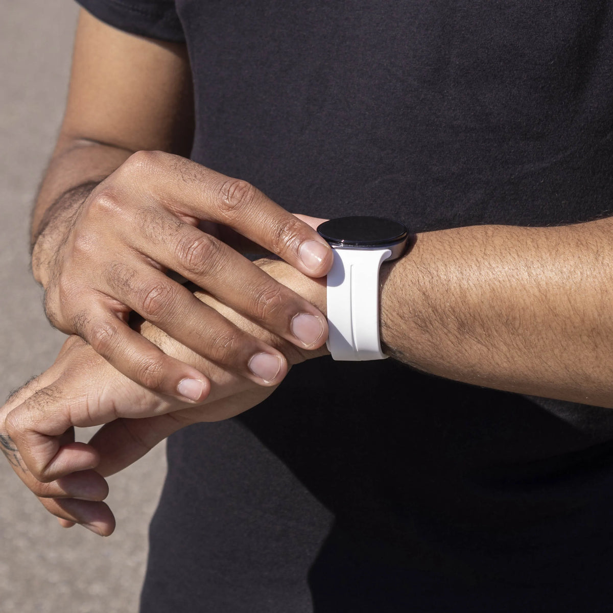 D-Buckle Silicone Strap, white, lifestyle photo