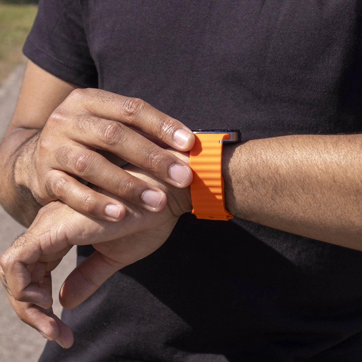 Wave Silicone Strap, orange, lifestyle photo