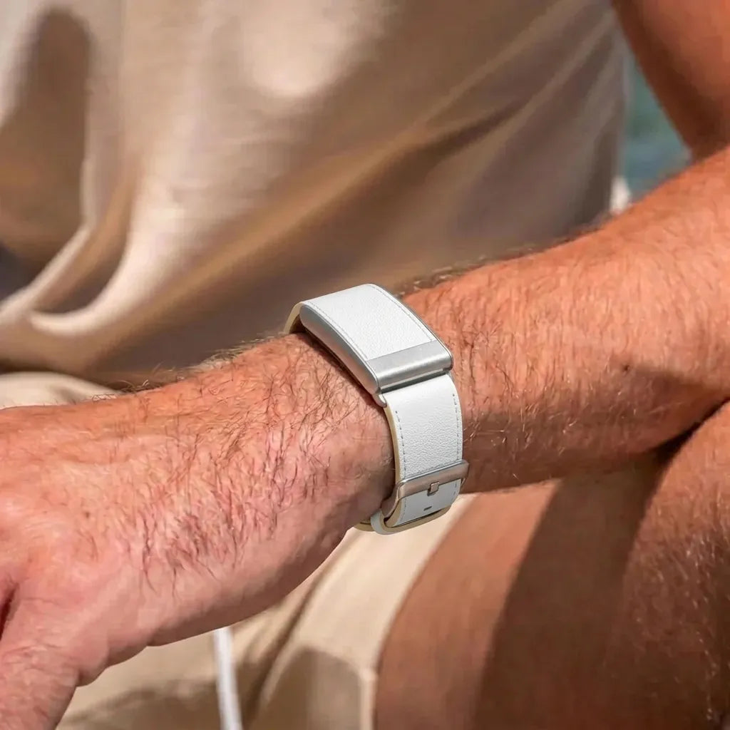 Kompatibel mit Whoop 5.0 Lederarmband (Weiß)