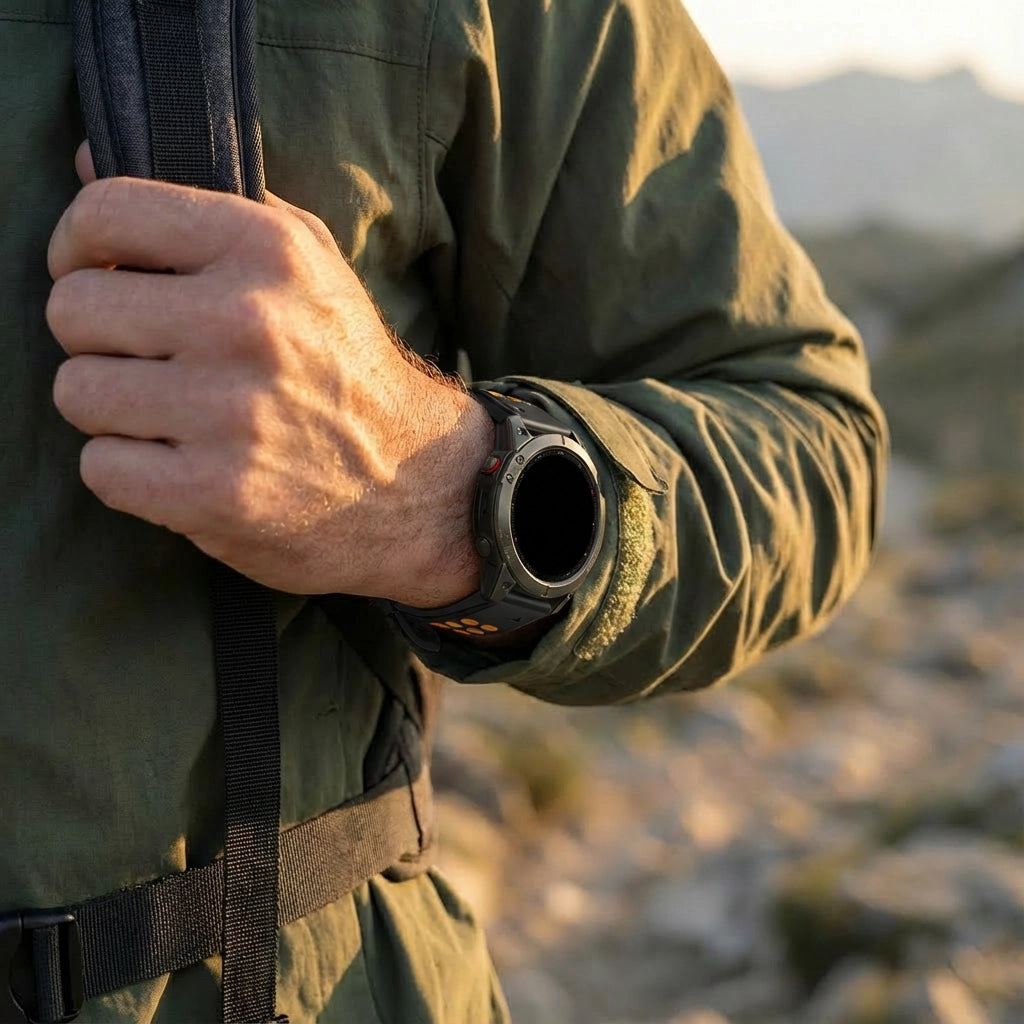 Bandz Garmin Fenix E Schnalle Sportarmband (Schwarz/Orange)
