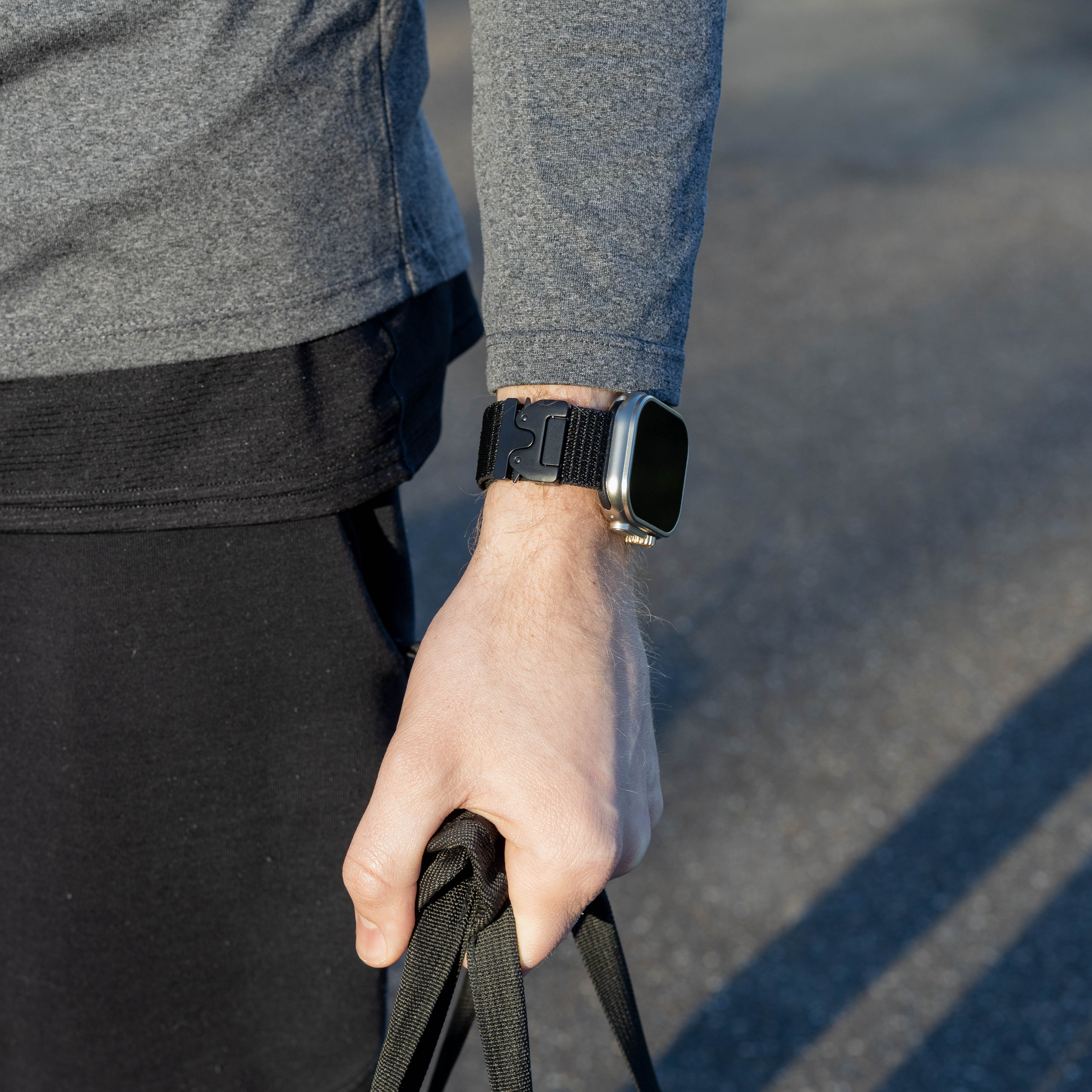 Bandz Apple Watch Ultra Nylonarmband 'Classic' mit P-Schnalle (Schwarz)