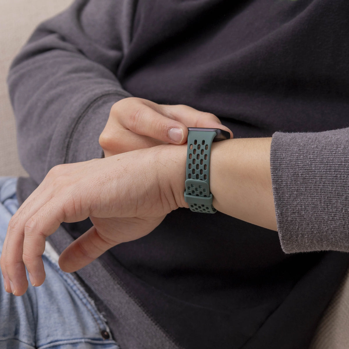 Breathable Silicone Strap, green, lifestyle photo