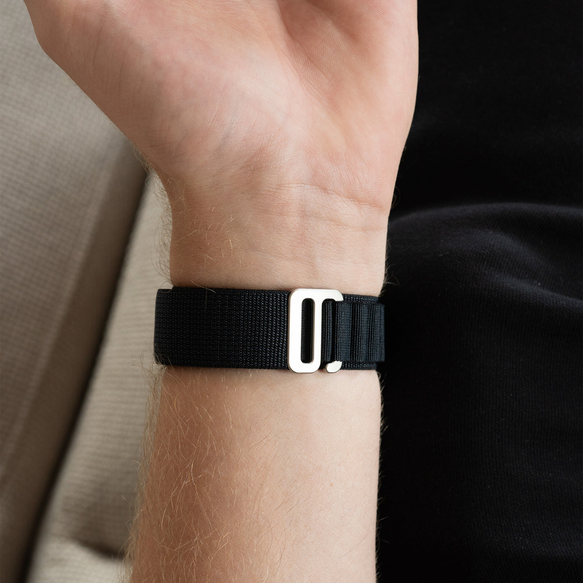 Alpine Nylon Strap, black, lifestyle photo