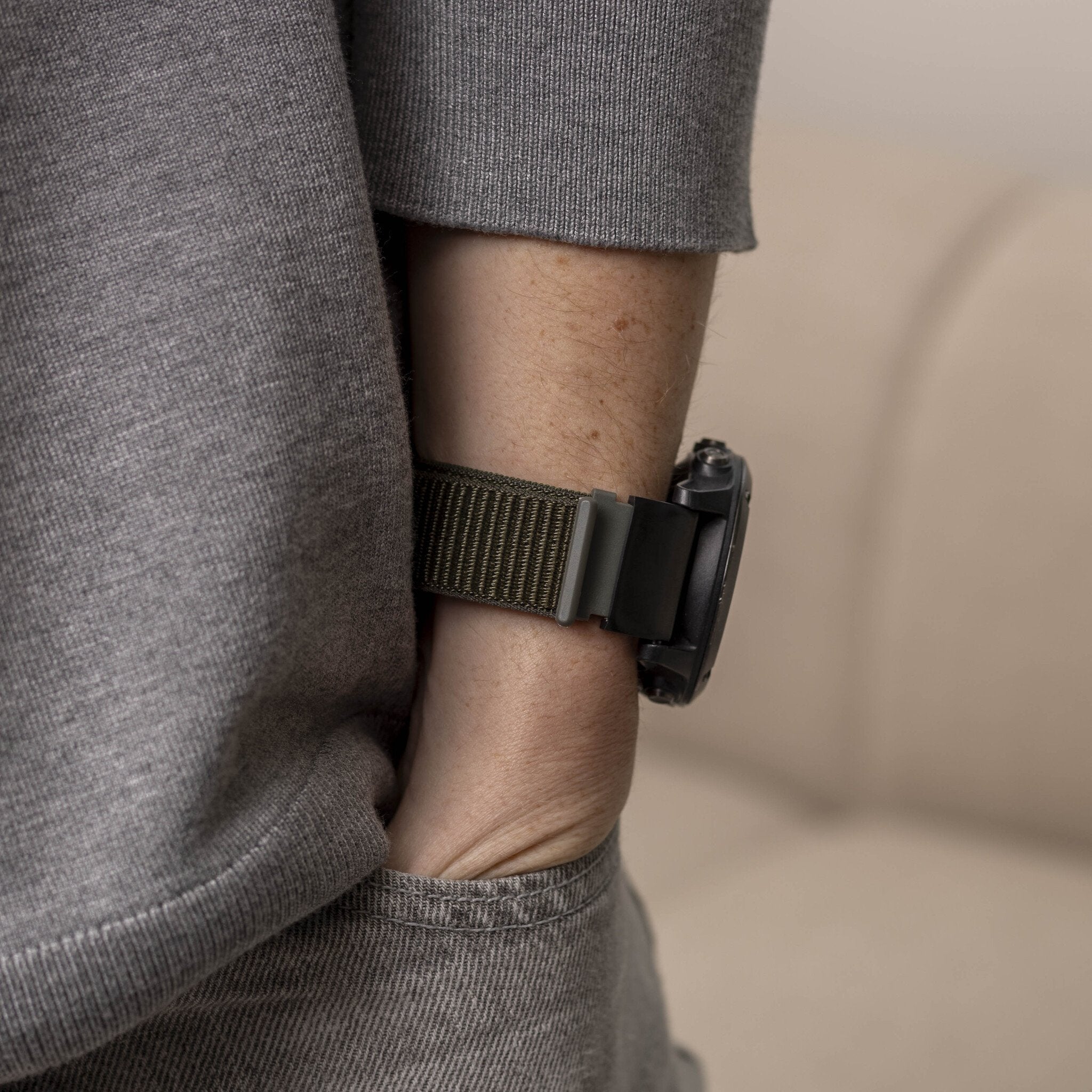 Nylon Strap, army green, lifestyle photo