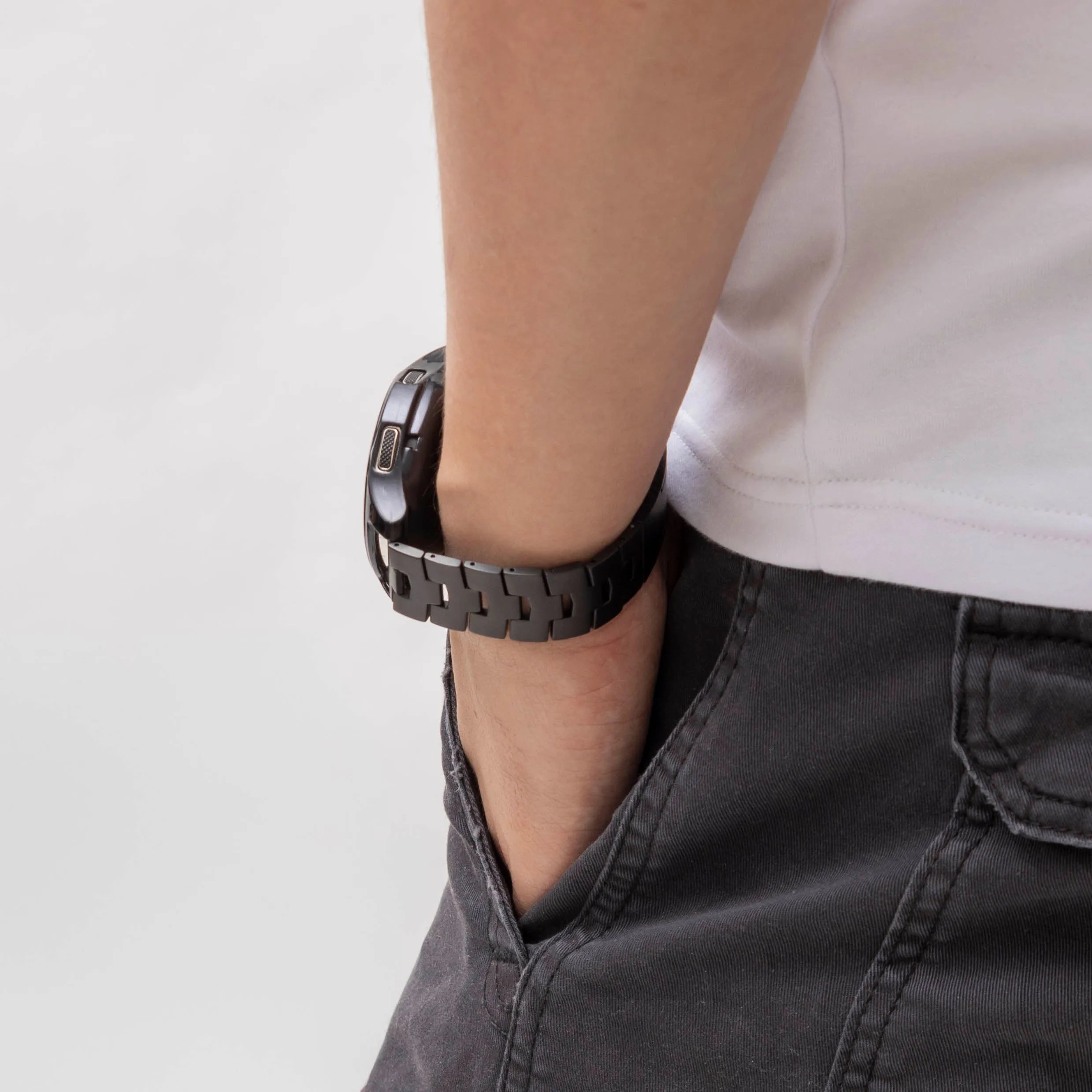 Oppo Watch X2 Gebürstetes Titanarmband (flacher Verschluss) (Schwarz)