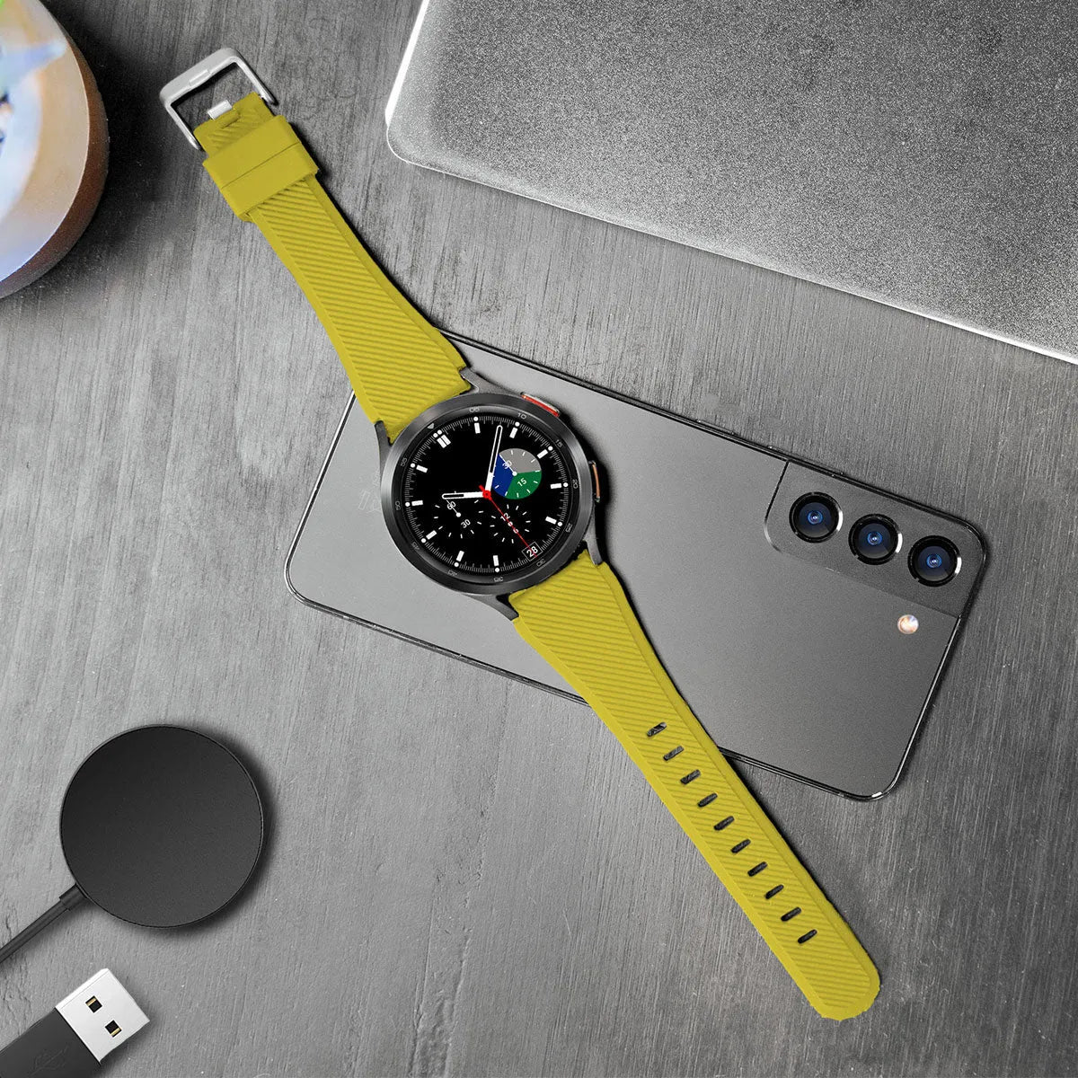 Twill Silicone Strap, yellow, lifestyle photo