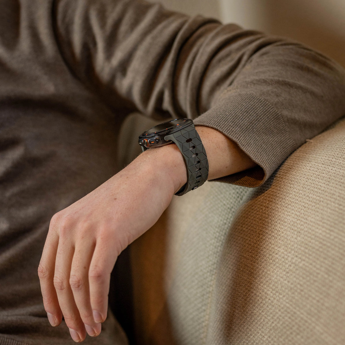Silicone Strap Hexagons, dark grey, lifestyle photo