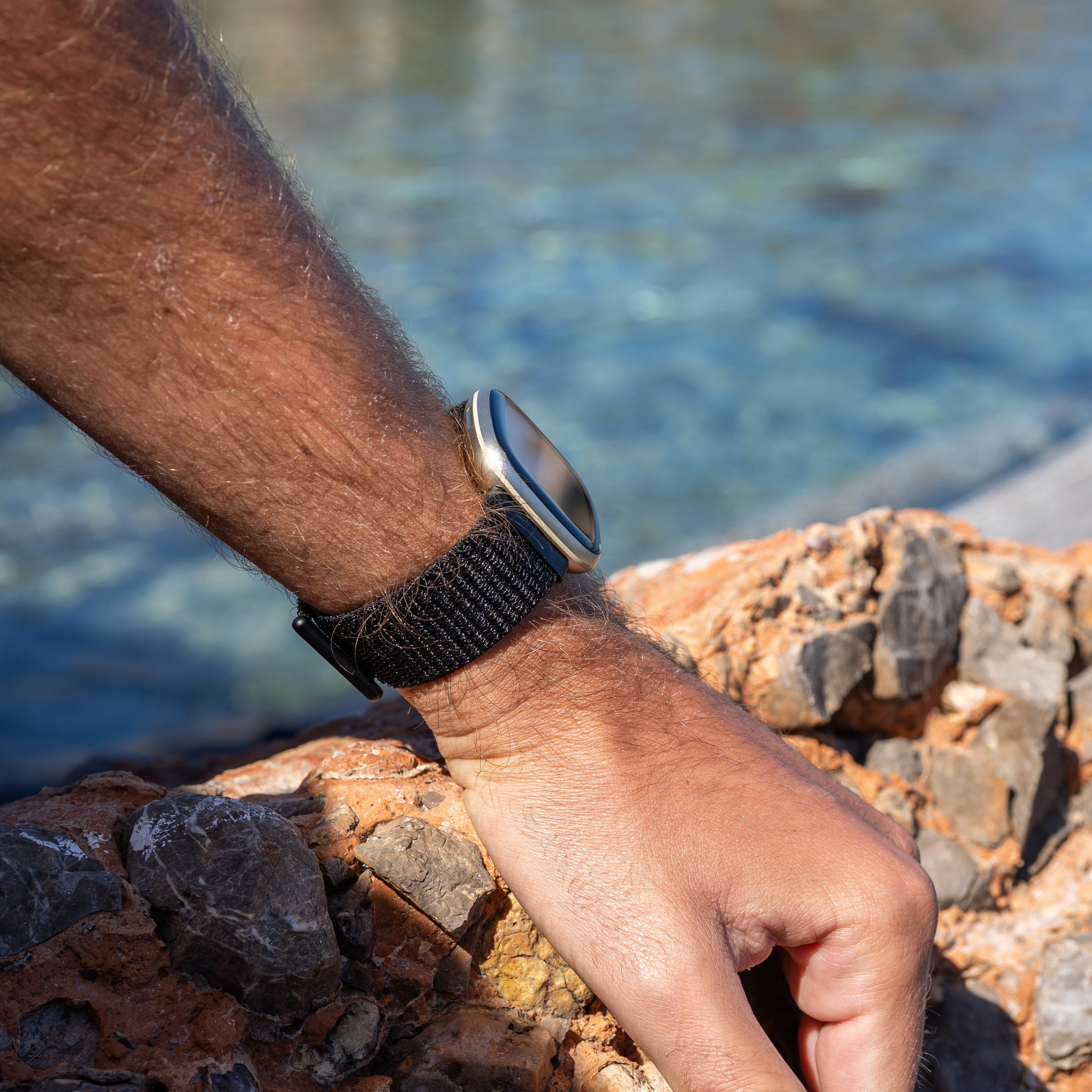 Fitbit Versa 3 Nylonarmband (Schwarz)