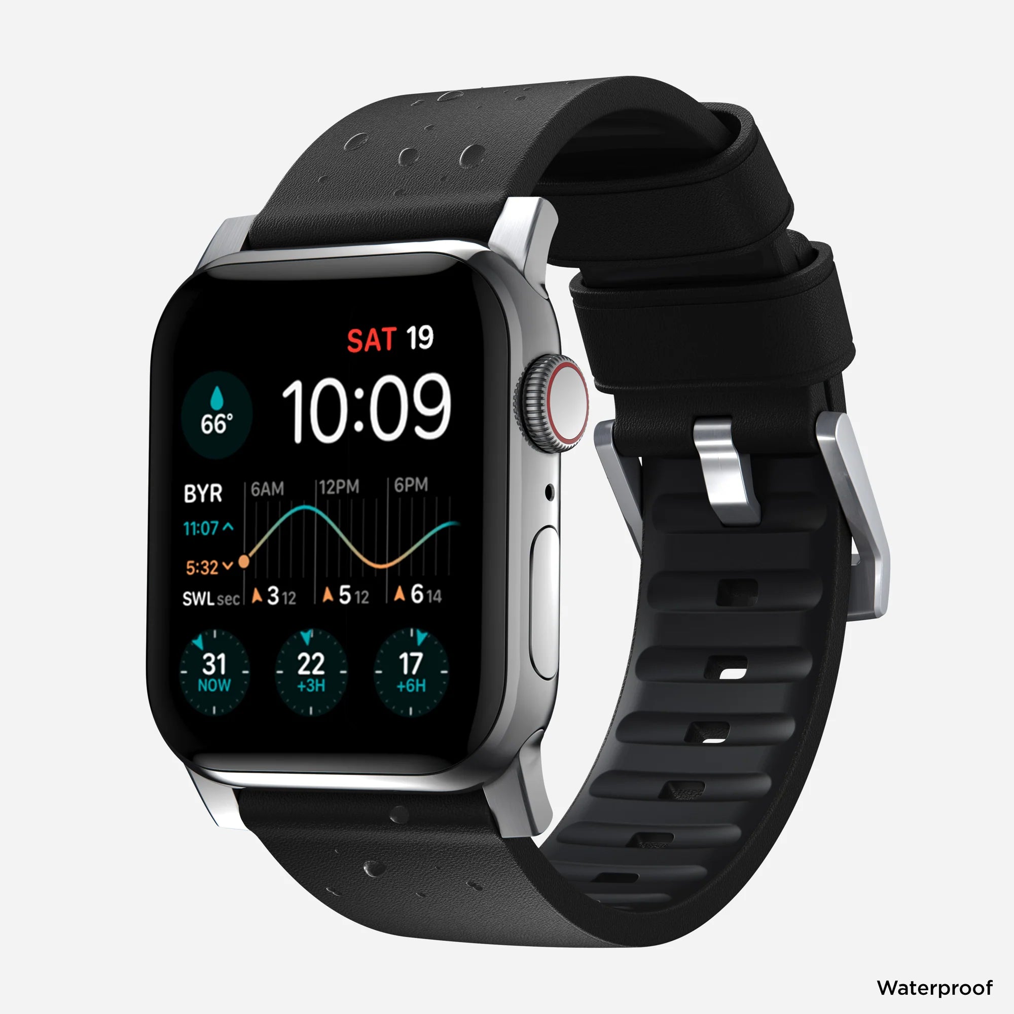Nomad Active Pro Apple Watch Hybrid Armband (Schwarz/Silber)