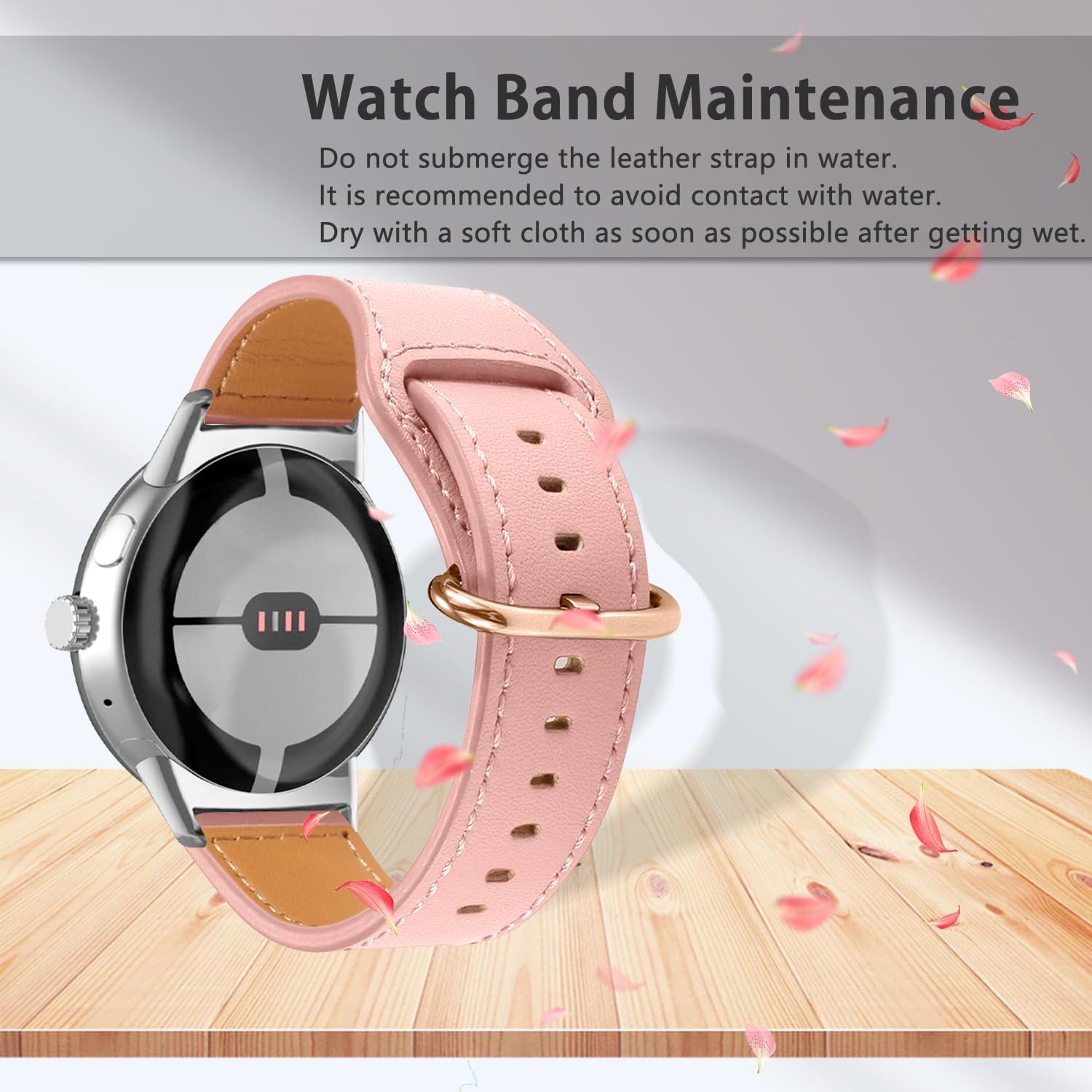 Google Pixel Watch 5 - 41mm Leder Schnallenarmband (Rosa)