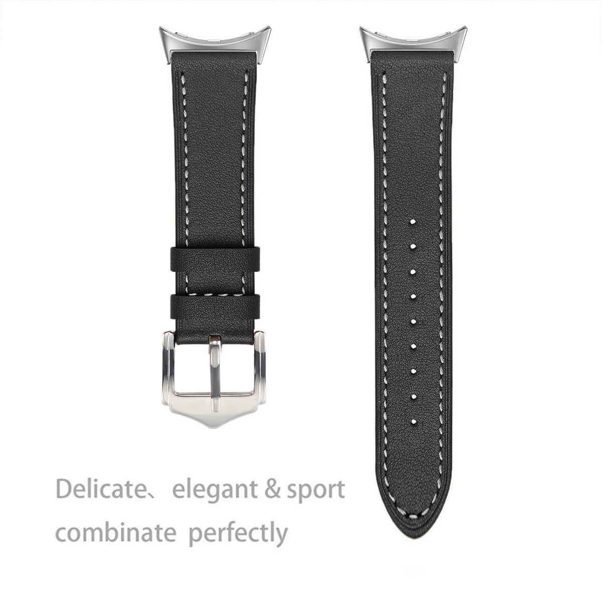 Google Pixel Watch 4 - 45mm Modernes Lederarmband (Schwarz)