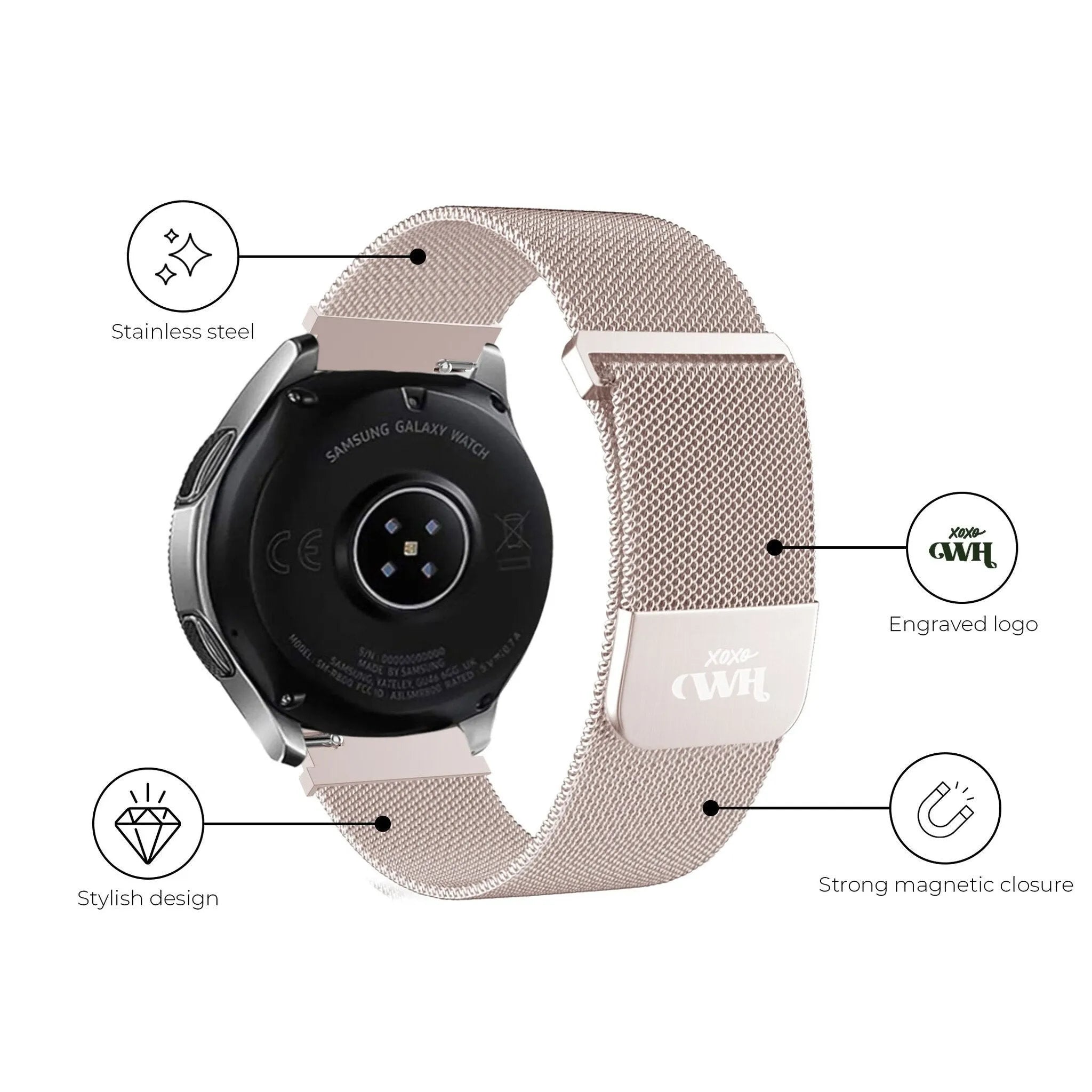 xoxo Wildhearts OnePlus Watch Milanaise Armband (Rosé)