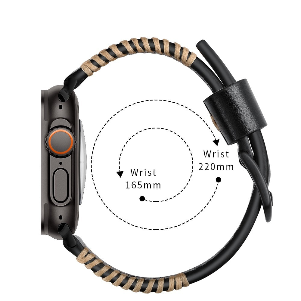 Apple Watch Ultra Lederarmband mit Ziernähten (Schwarz)