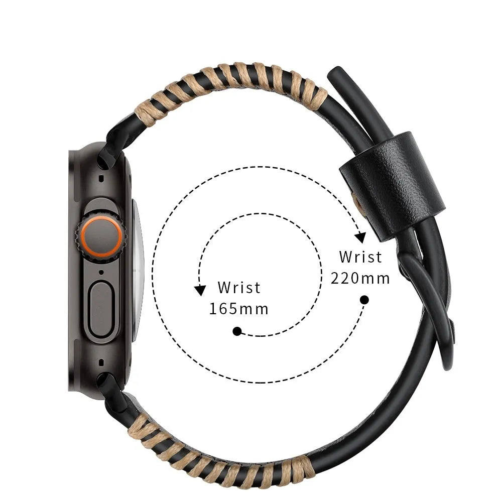 Apple Watch Stitched Lederarmband (Schwarz)