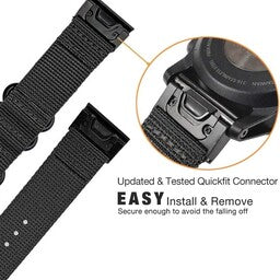 Garmin Instinct 3 - 50mm Nylon Schnallenarmband (Schwarz)