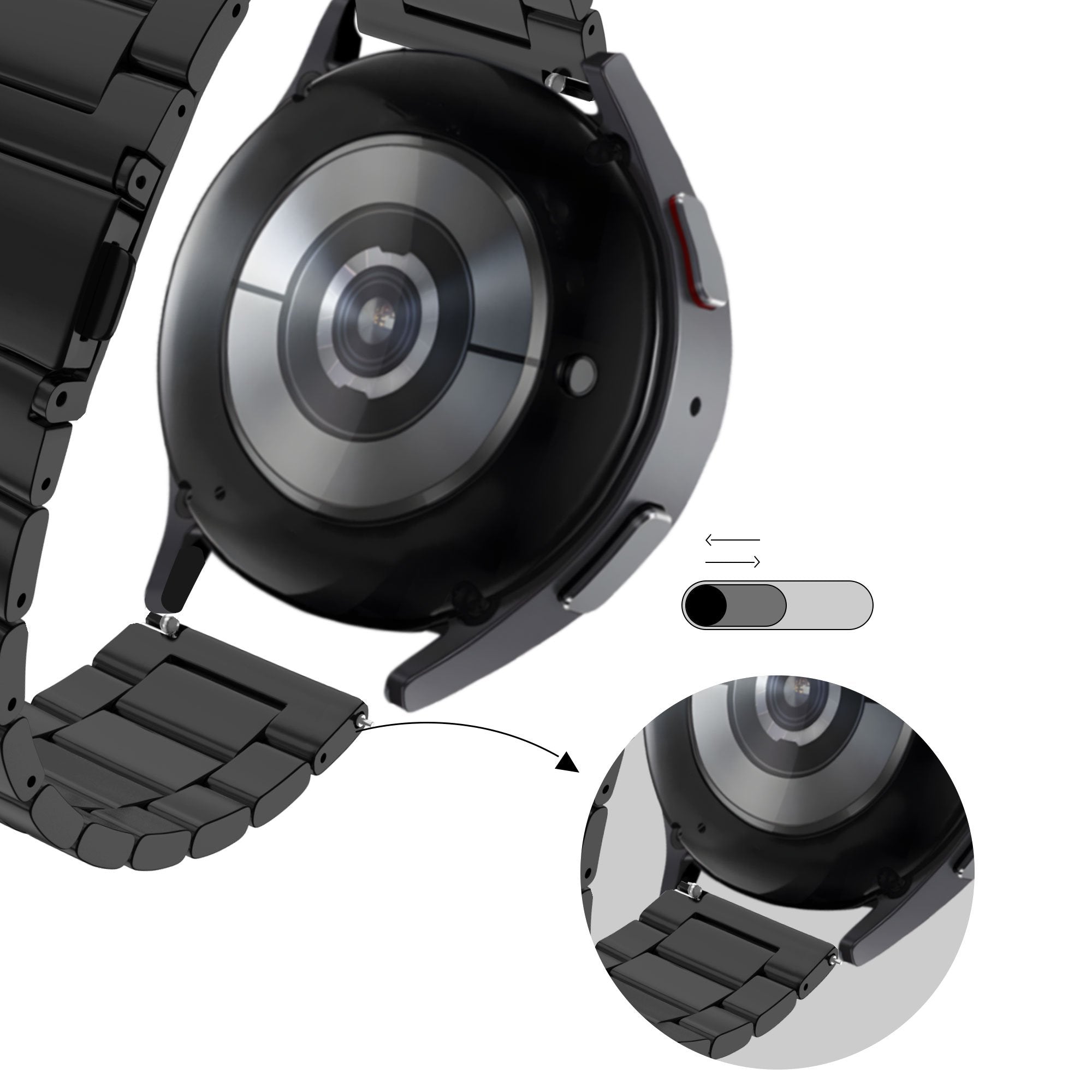 Bandz Garmin Vivomove Sport Stahlarmband 'Classic' (Schwarz)