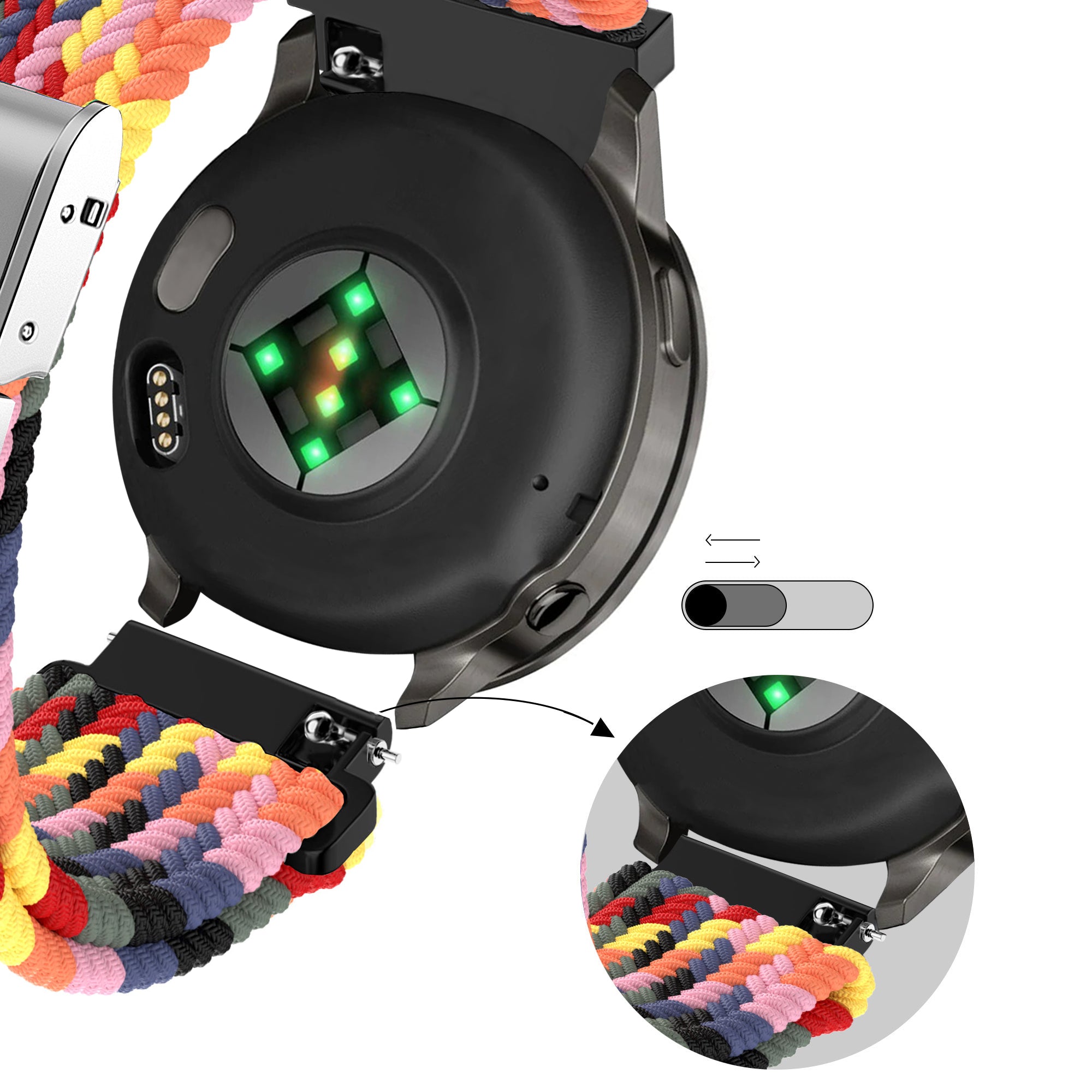 Bandz Garmin Forerunner 70 Woven Nylon Strap (Multicolour)