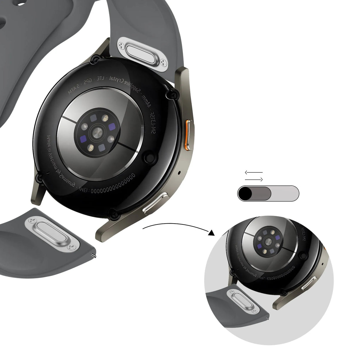 Bandz Samsung Galaxy Watch 46mm Sport Armband 'Easy Fit' (Grau)