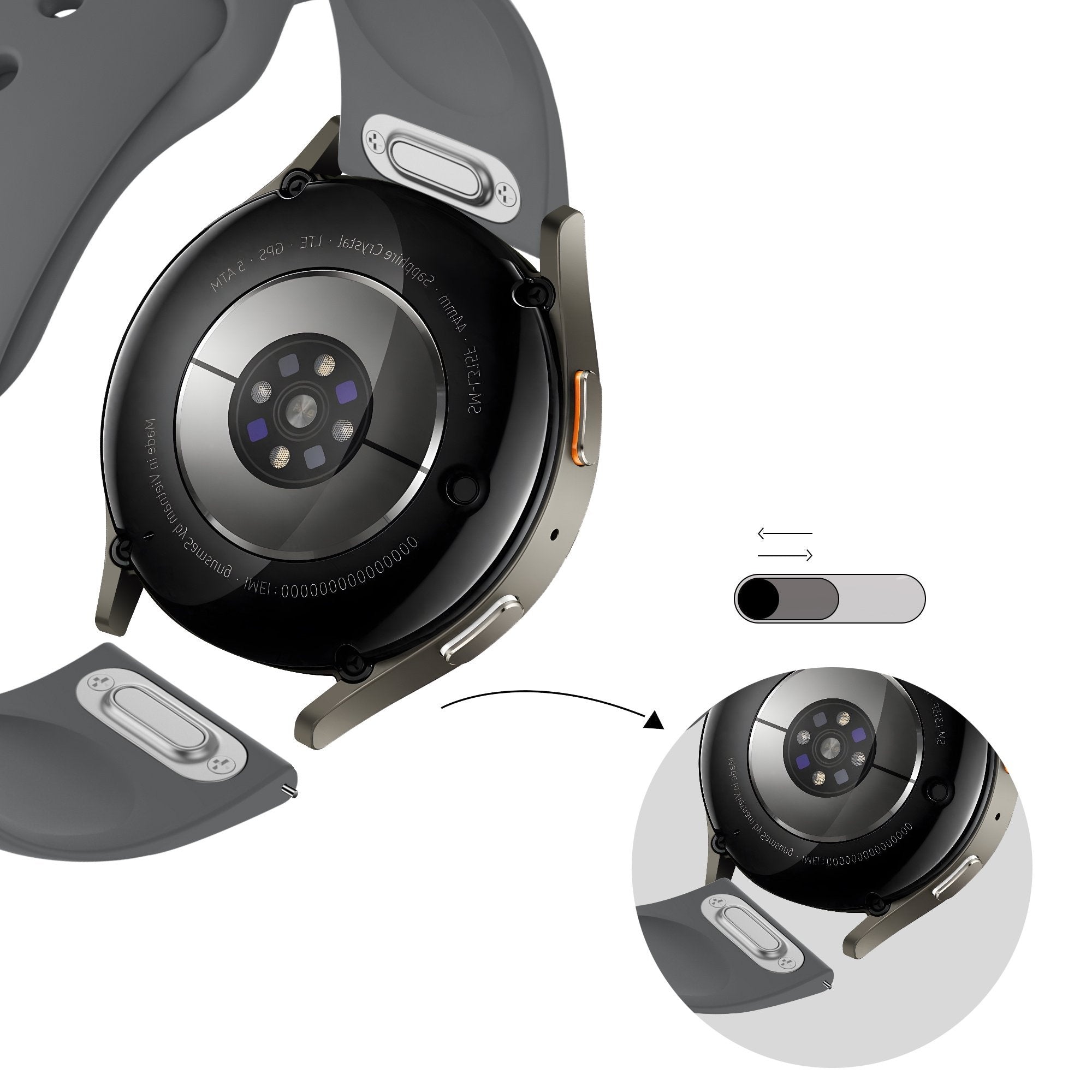 Bandz Samsung Galaxy Watch 3 45mm Sport Armband 'Easy Fit' (Grau)