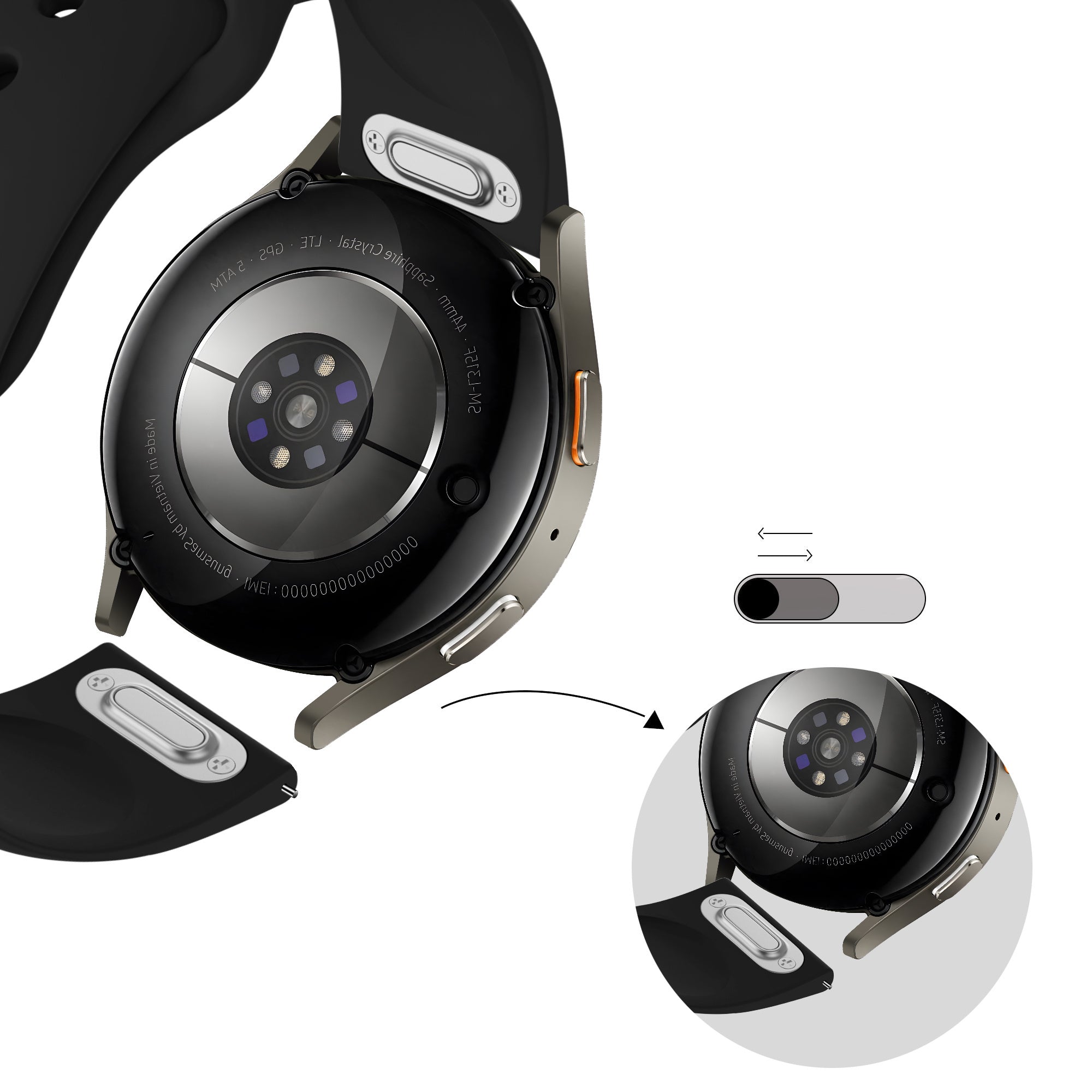 Bandz Samsung Galaxy Watch 46mm Sport Armband 'Easy Fit' (Schwarz)