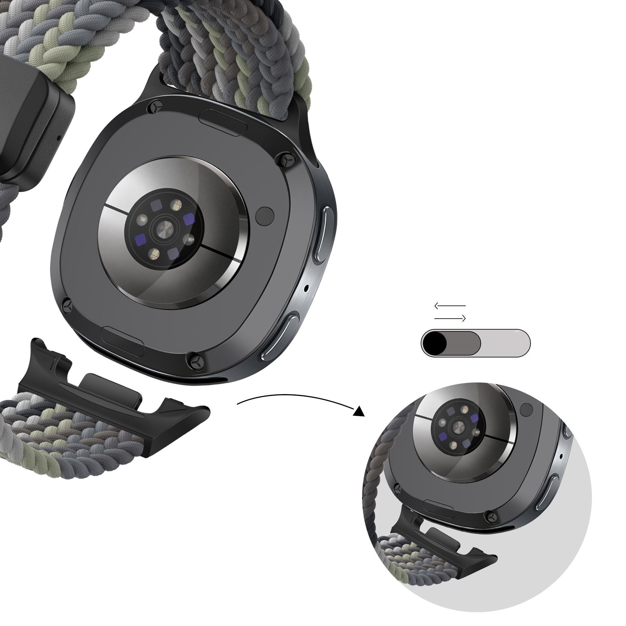 Bandz Samsung Galaxy Watch 8 - 40mm Magnetisches Geflochtenes Armband (Mandala Schwarz)