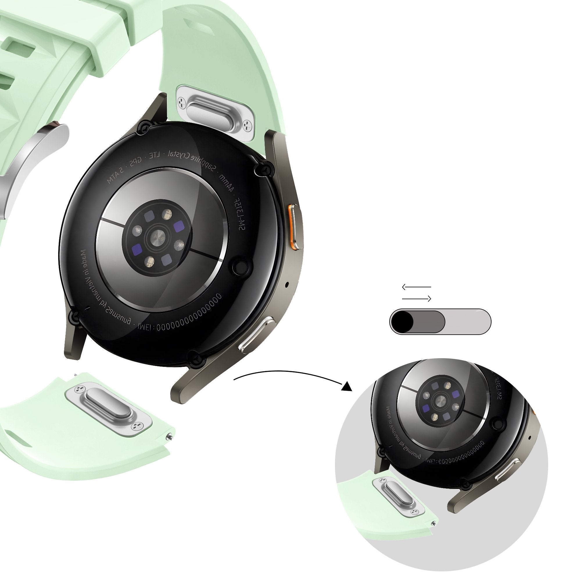 Bandz Withings ScanWatch 2 - 38mm Silikonarmband 'Easy Fit' (Hellgrün)